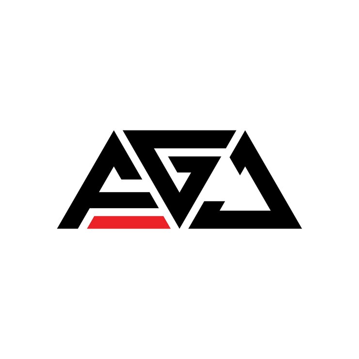 Vector fgj diseño de logotipo de letra triangular con forma de triángulo fgj diseñador de logotipo triangular monograma fgj modelo de logotipo vectorial triángulo con color rojo fgj logotipo triangle sencillo elegante y lujoso logotipo fgj