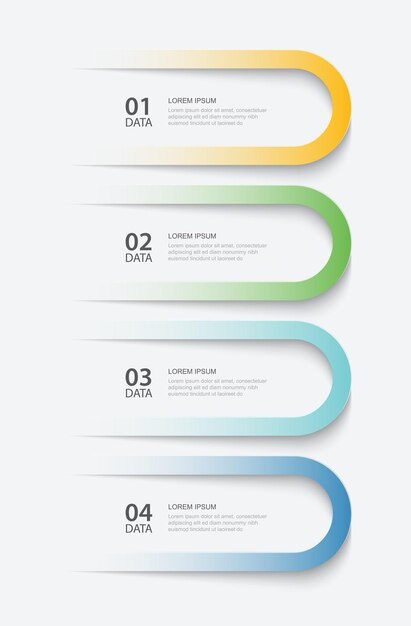 Ficha de 4 datos infografía plantilla de índice de papel ilustración resumen antecedentes