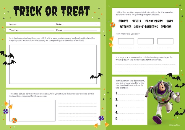 Ficha de ejercicios de Halloween de Toy Story