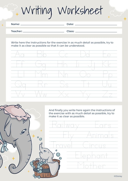 Ficha de escritura de Dumbo
