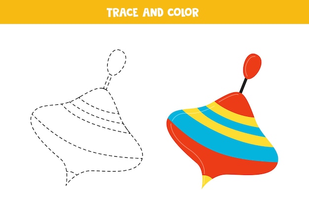 Ficha de trabajo imprimible para niños con trazas y dibujos animados a color
