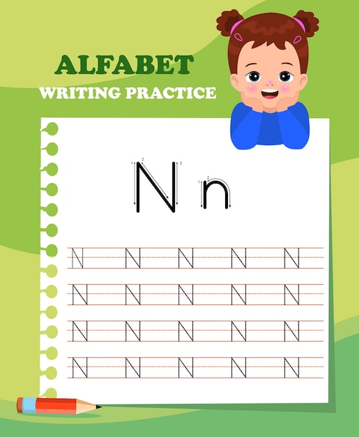Ficha de trabajo de rastreo de letras del alfabeto con todas las letras del alfabetos Práctica básica de escritura para niños de jardín de infantes