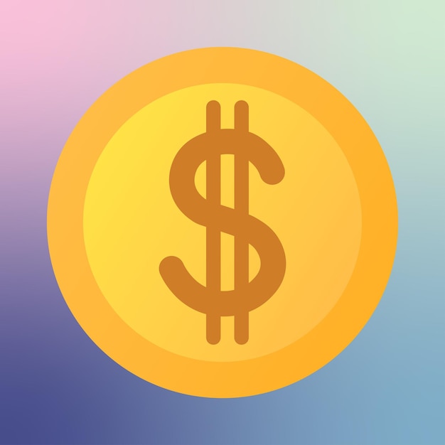 ficha USDT. Dólar plano dorado con gradiente. Dinero del símbolo del dólar del icono. Moneda 3D realista