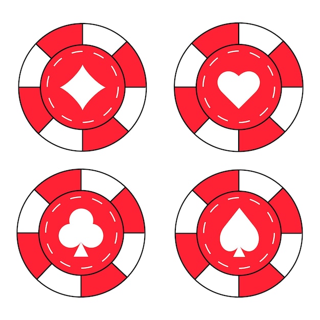 Fichas de casino para póquer o ruleta. Elementos para diseñar logo, sitio web o fondo. Ilustración vectorial