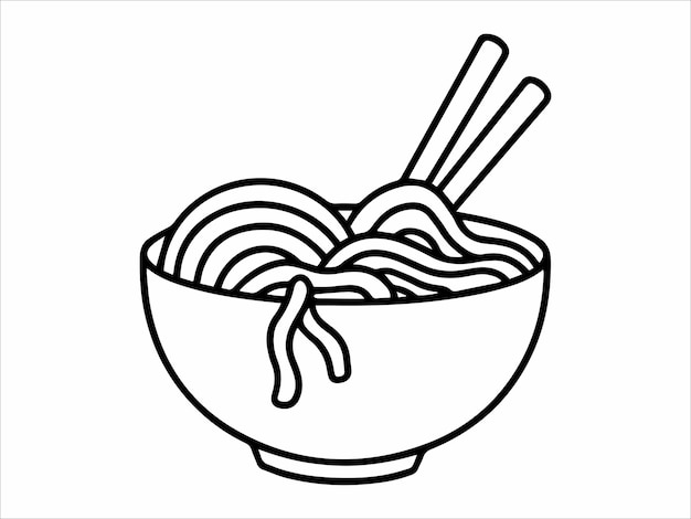 Fideos de contorno de alimentos o arte lineal de comida rápida
