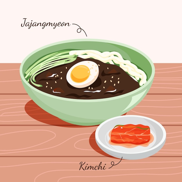 Fideos coreanos Jajangmyeon con kimchi