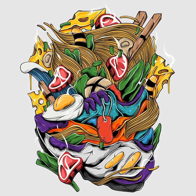 Fideos con ilustración de zapatos