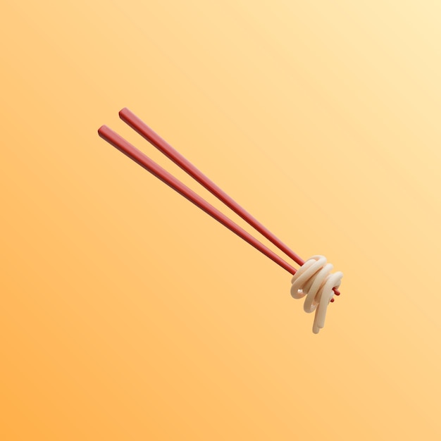 Fideos Mie con palillos Ilustración 3D