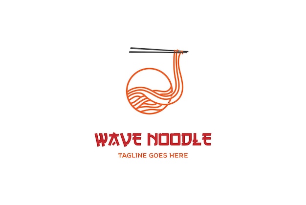 Fideos de onda circular para el vector de diseño de logotipo de comida asiática coreana japonesa china oriental
