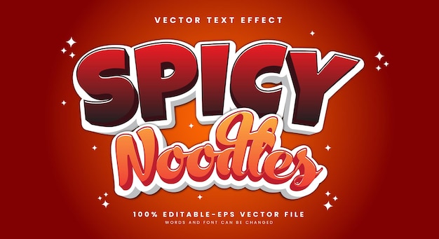 Los fideos picantes son una plantilla de efectos de texto editable en 3D adecuada para el estilo de dibujos animados