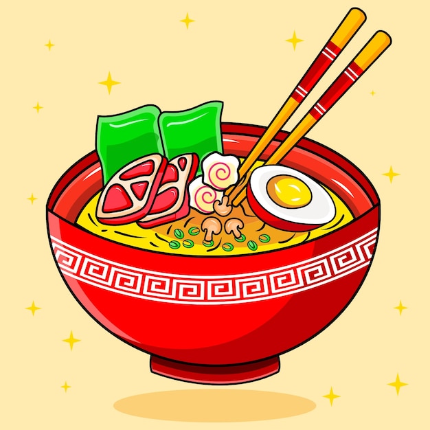 fideos ramen un plato de carne y verduras