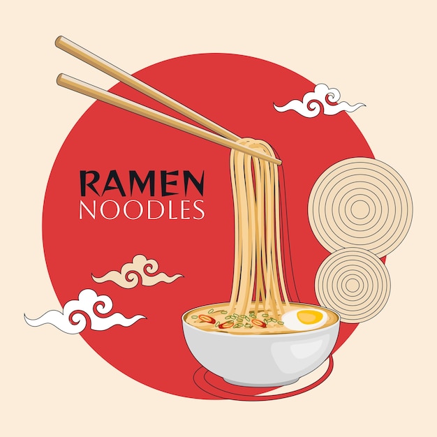 Fideos ramen con signo