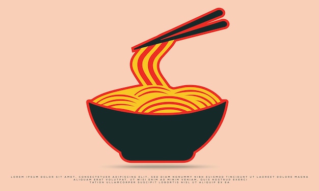 fideos ramen con vector de dibujos animados de palillos, comida de fideos orientales, icono de vector de dibujos animados de fideos asiáticos