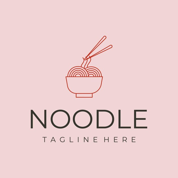 Fideos en tazón línea arte logo vector símbolo ilustración diseño