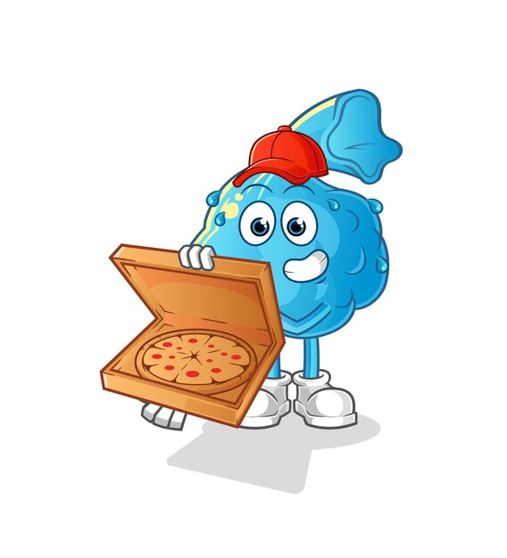Fiebre comprime vector de repartidor de pizza. personaje animado