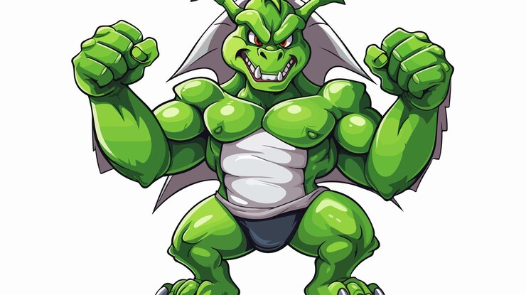 Vector fierce green dragon mascota deportiva para las promociones de entretenimiento