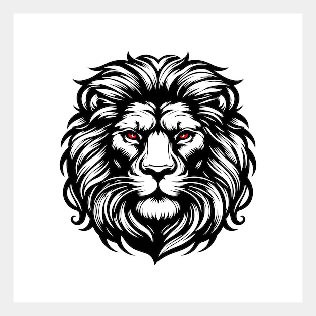 Fierce león logotipo de mascota ilustración vectorial en negrita para inspiración de diseño dinámico y marca moderna