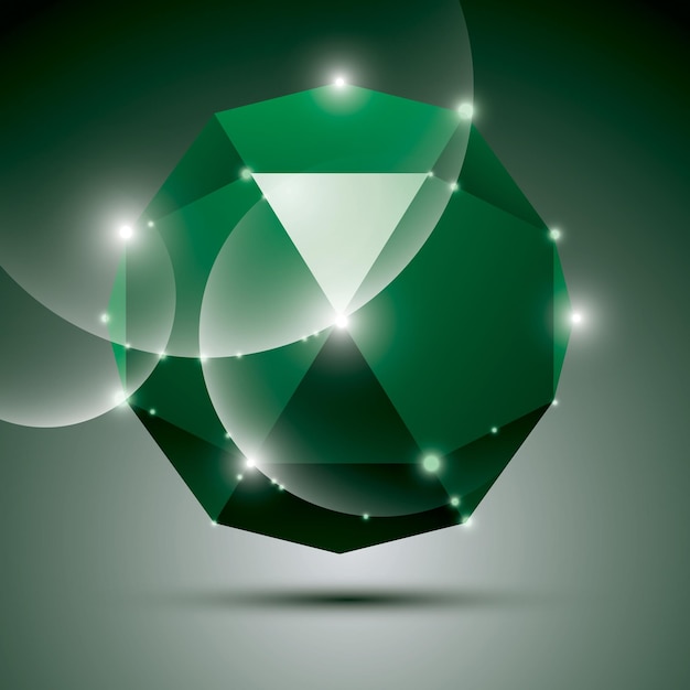 Fiesta 3d bola de discoteca verde brillante. vector fractal deslumbrante ilustración abstracta - joya eps10. tema de gala.