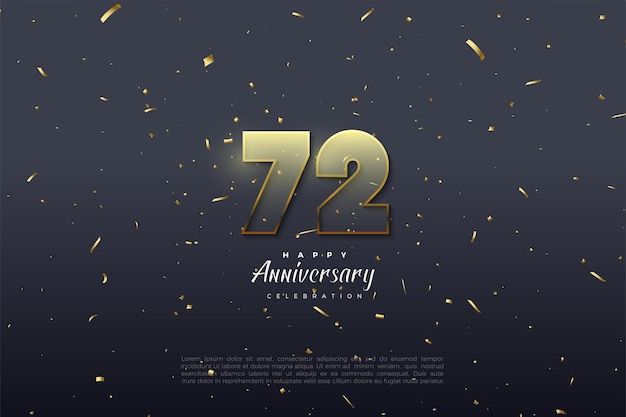 Fiesta del 72º aniversario con ilustración de números transparentes.