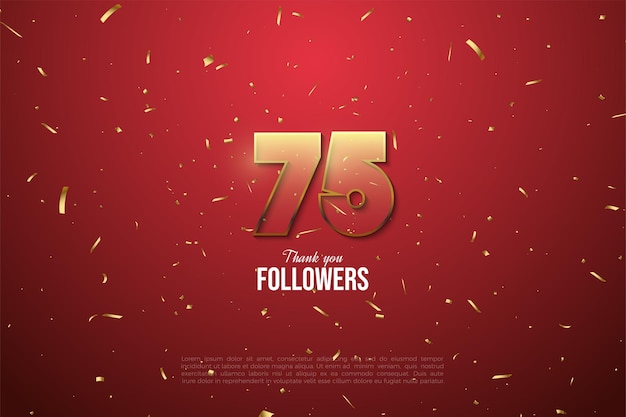 fiesta de 75k seguidores con ilustraciones transparentes de grandes números.