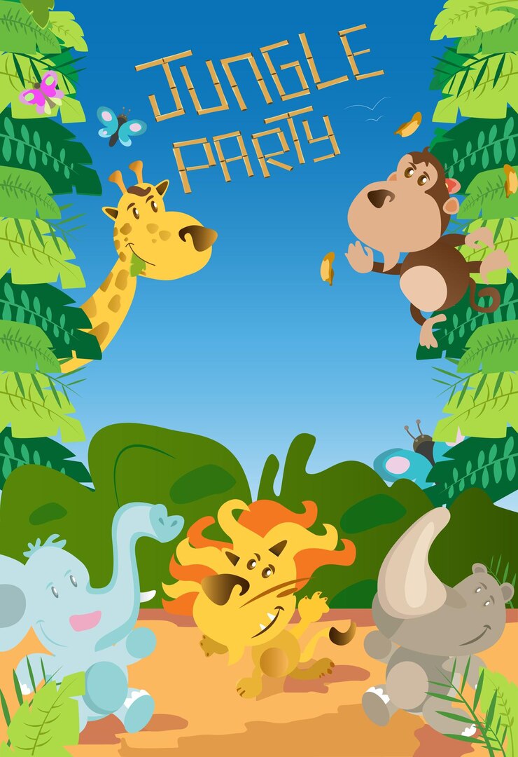 Fiesta de animales salvajes en la selva