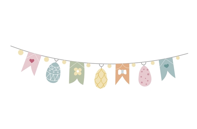 Fiesta de banderas coloridas con confeti en fondo transparente elemento de decoración Ilustración vectorial