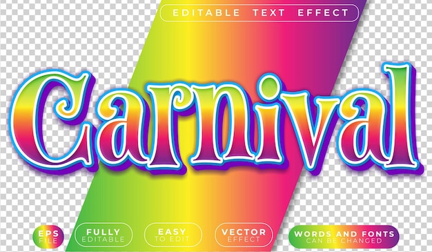 Fiesta de Carnaval Fiesta divertida Colorido Fully Editable Archivo de texto vectorial