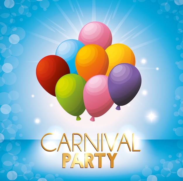 fiesta de carnaval globos de colores fondo azul brillante