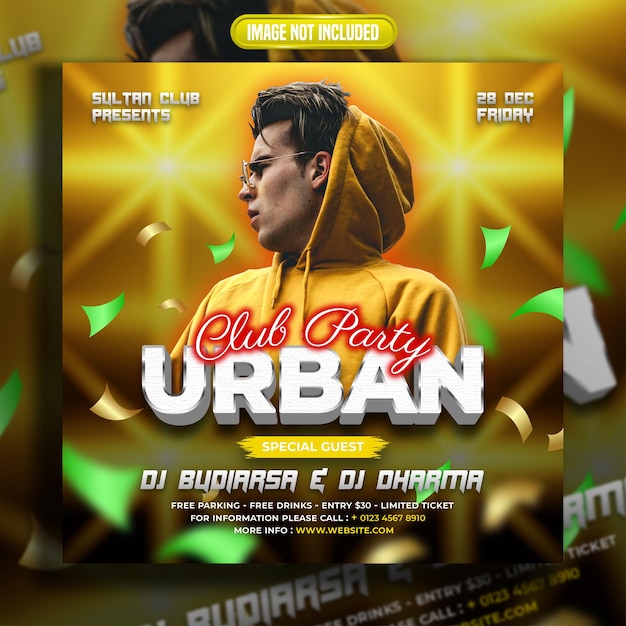 Fiesta en club y publicación en redes sociales urbanas