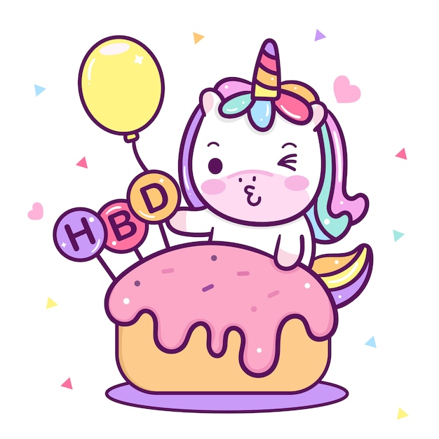Vector fiesta de cumpleaños de kawaii unicorn