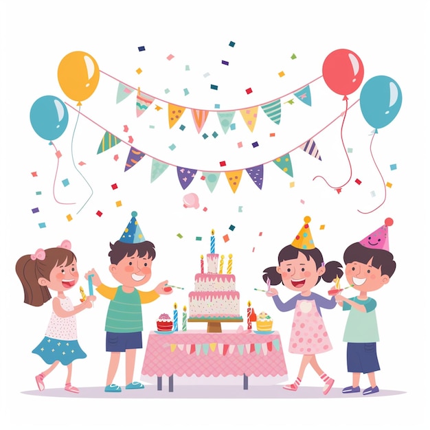 Vector fiesta de cumpleaños de niños 4