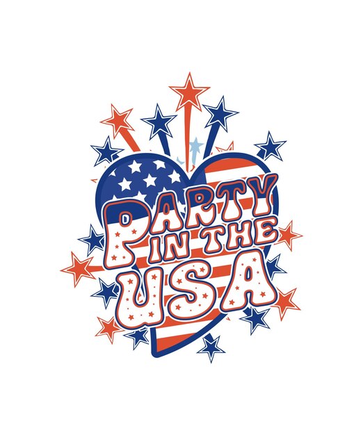 Fiesta en el diseño de camiseta de vector de estados unidos