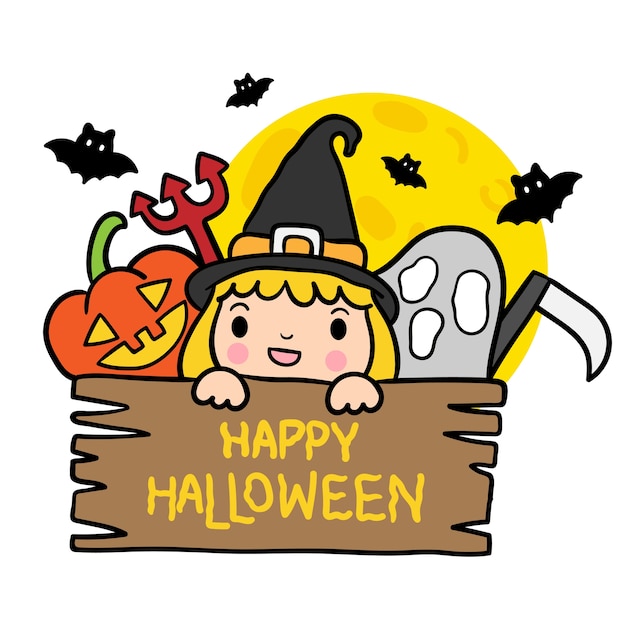 Apropiado menor nada Fiesta de disfraces de halloween para niños. | Vector Premium