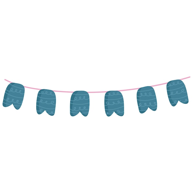 Fiesta divertida empavesado Banderas planas para el fondo de cumpleaños Decoración de guirnaldas de colores en el ornamento de la pancarta de celebración colgando de la cuerda Banderas de carnaval ilustración vectorial aislada