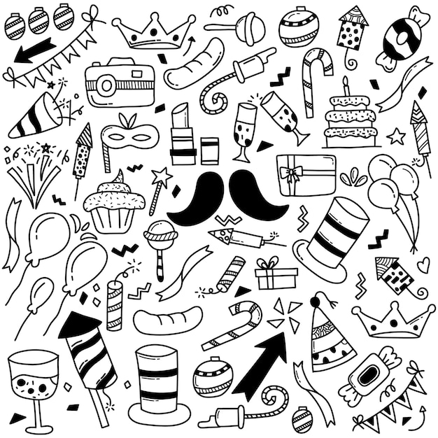 Fiesta doodle dibujados a mano