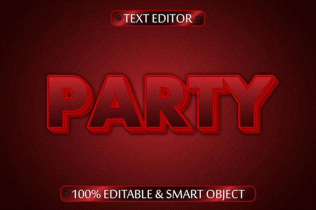 Fiesta efecto de texto editable Relieve en 3 dimensiones Estilo moderno