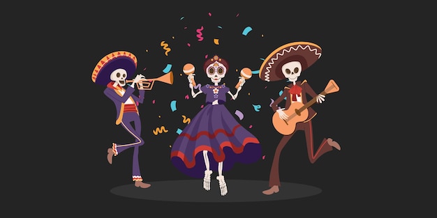 Fiesta de halloween dia de los muertos. tradicional mexicano día de muertos