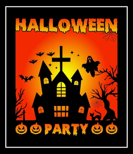 Fiesta de Halloween diseño de camiseta de Halloween, gráfico vectorial