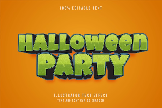 Fiesta de Halloween, efecto de texto editable 3d gradación gren estilo cinematográfico negro azul