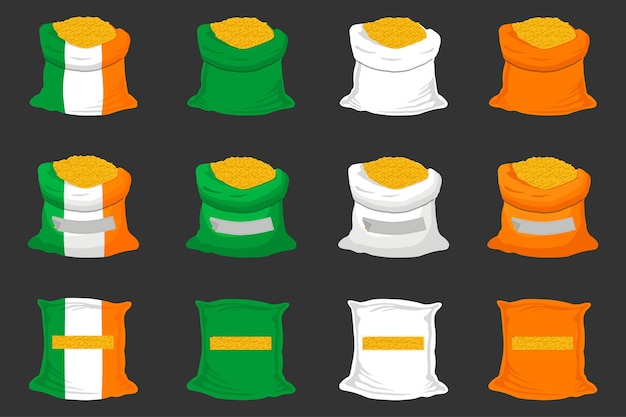 Fiesta irlandesa del día de San Patricio gran conjunto de bolsas de colores de monedas