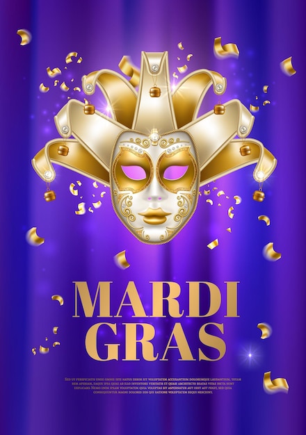 Fiesta de mardi gras, máscara de celebración de martes gordo de carnaval