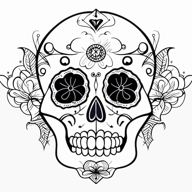 Fiesta mexicana día de los muertos y presenta intrincados diseños de calaveras de azúcar.