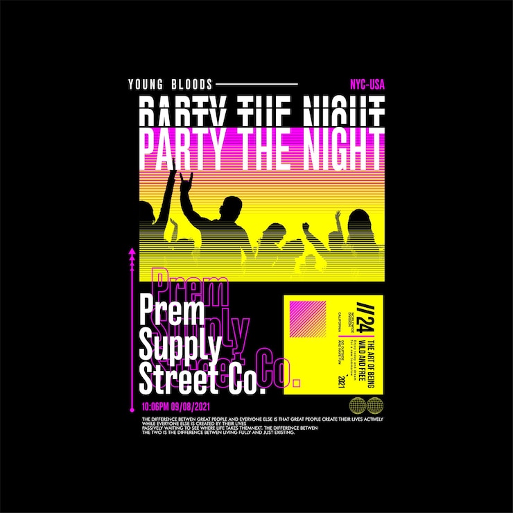Vector fiesta la noche calle estilo vintage moda