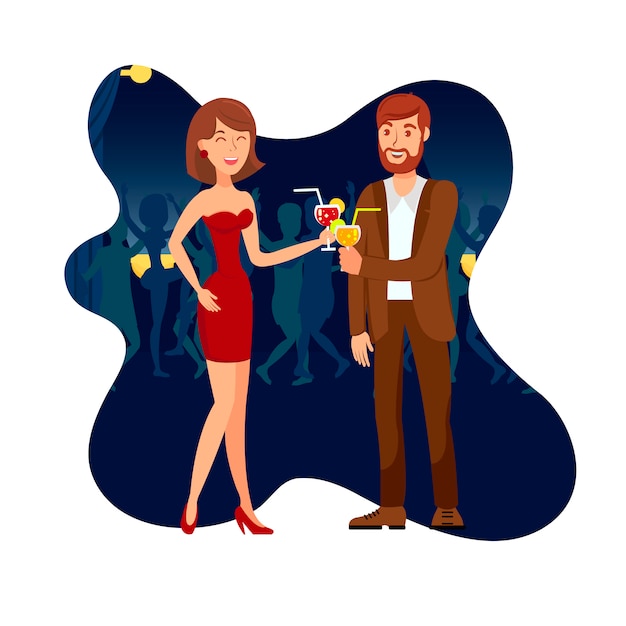Fiesta de noche, Clubbing ilustración vectorial plana