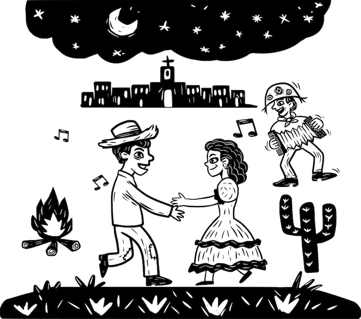 Vector fiesta del nordeste danza y folklore brasileño íconos separados