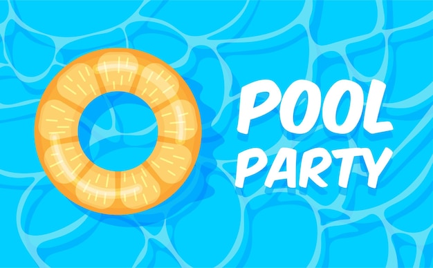 Fiesta en la piscina piscina de verano con salvavidas naranja