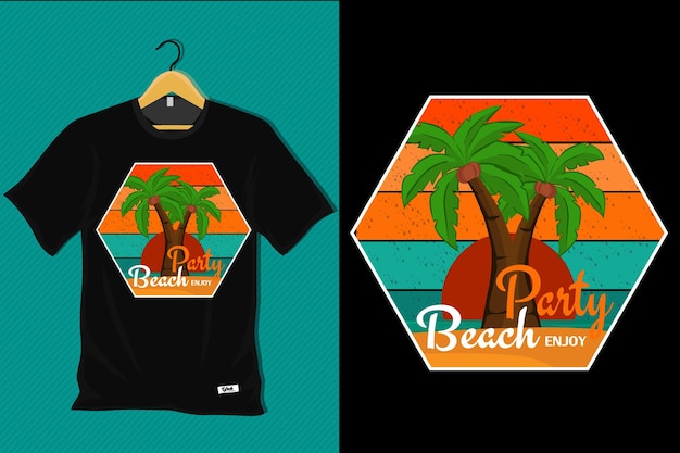 Fiesta en la playa disfruta del diseño de camiseta retro