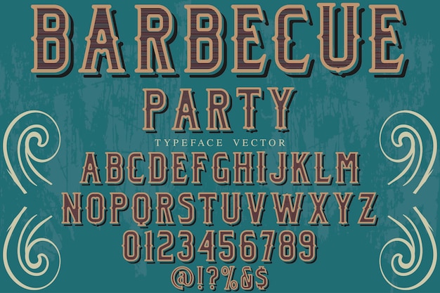 Fiesta tipográfica vintage tipográfica de barbacoa estilo retro