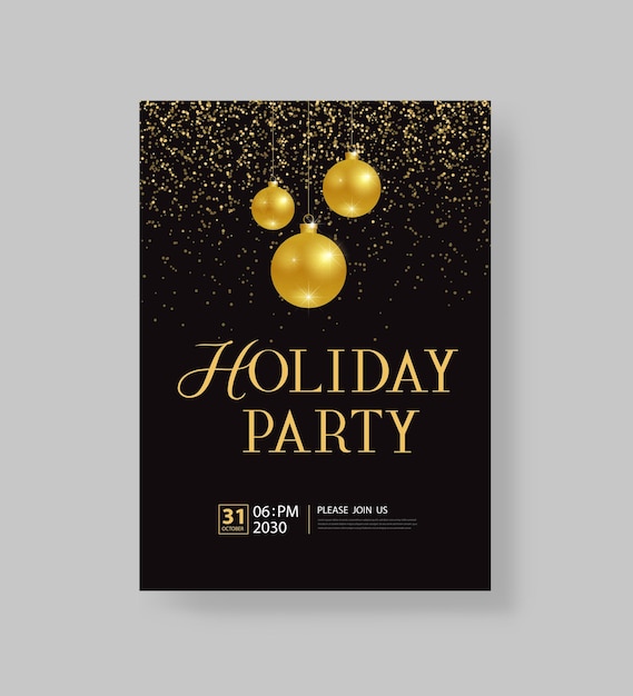 Fiesta de vacaciones y feliz año nuevo tarjeta de invitación de fiesta cartel de volante y diseño de tarjeta de felicitación
