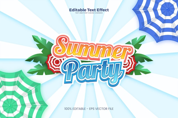 Fiesta de verano Efecto de texto editable en estilo de tendencia moderna